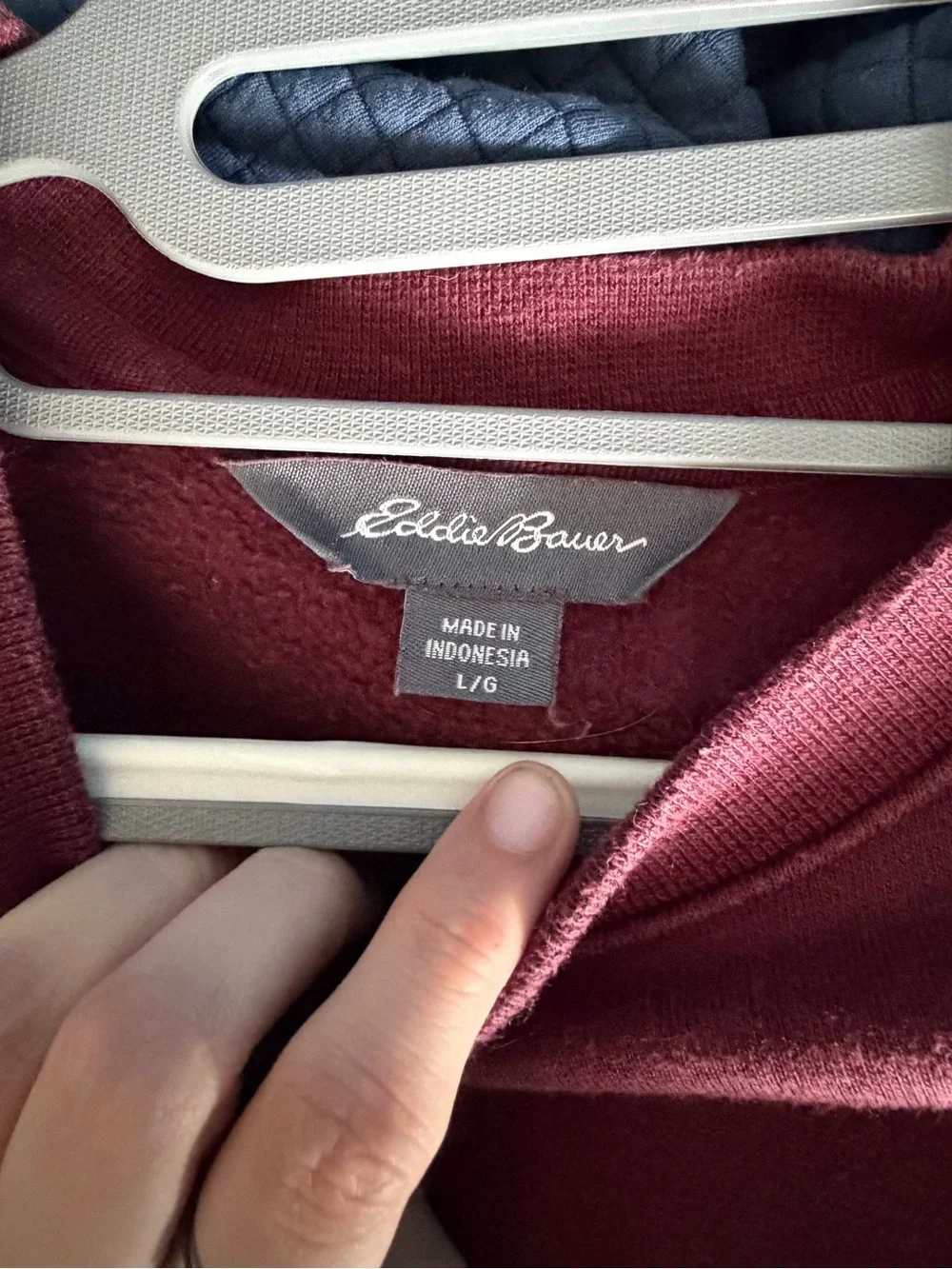 Eddie Bauer Logo Patch Fleece Crewneck Sweatshirt.